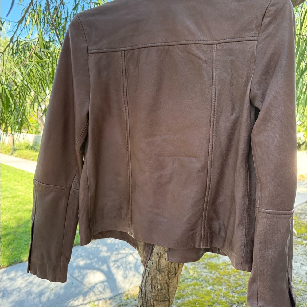 hinge Chocolate Brown Leather Jacket - image 1